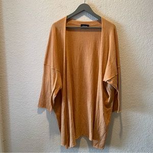 ESKANDAR women pumpkin colored 100% cotton open front cardigan OSFM